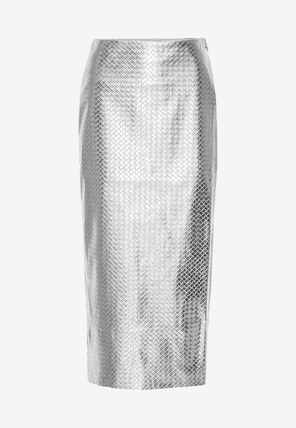 ROTATE Woven Midi Pencil Skirt Silver 1133502293SILVER