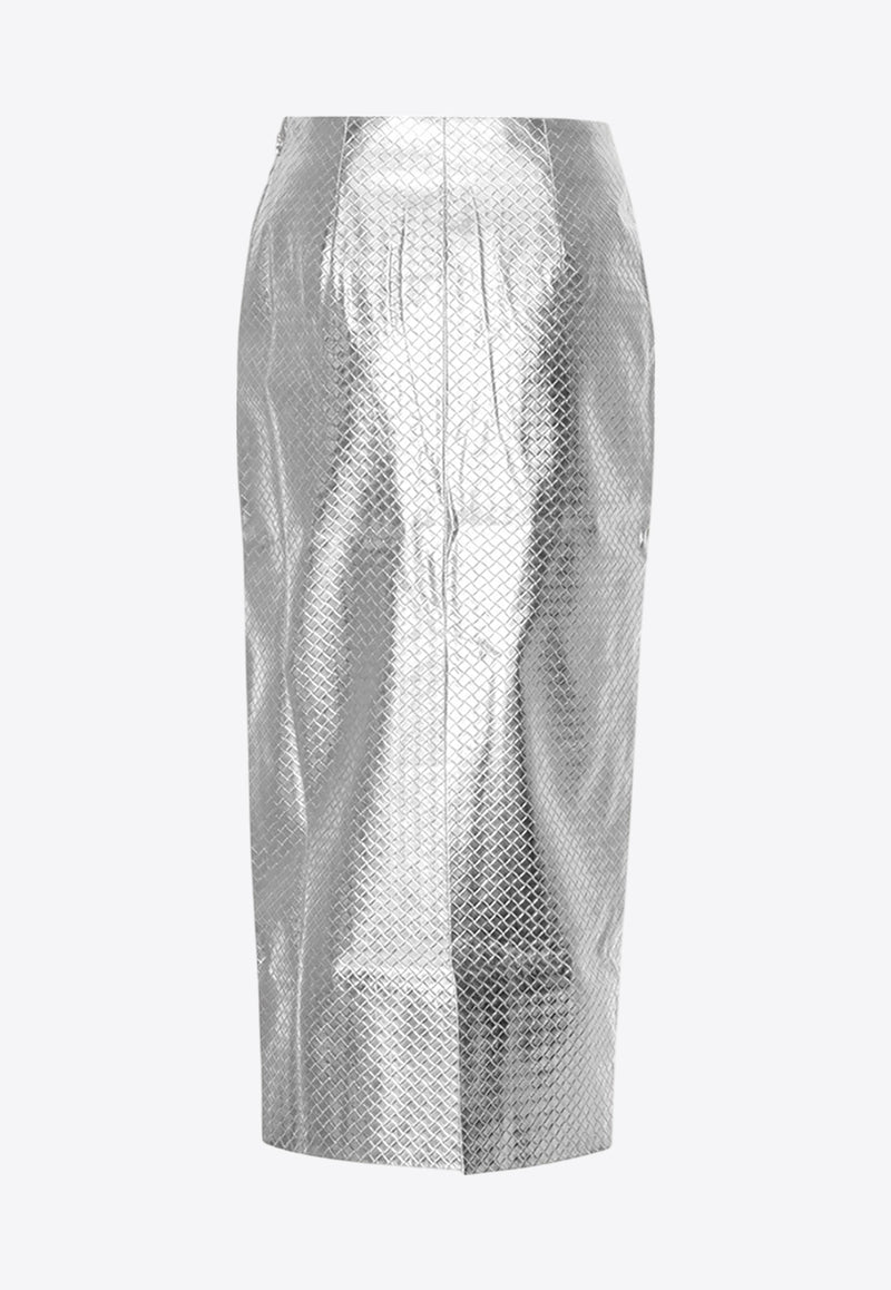 ROTATE Woven Midi Pencil Skirt Silver 1133502293SILVER