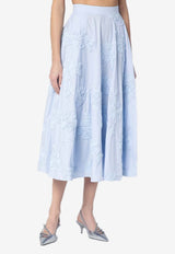 ROTATE Flower Embroidered Midi Skirt Light Blue 1135212322CO/Q_ROTAT-2322