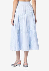 ROTATE Flower Embroidered Midi Skirt Light Blue 1135212322CO/Q_ROTAT-2322