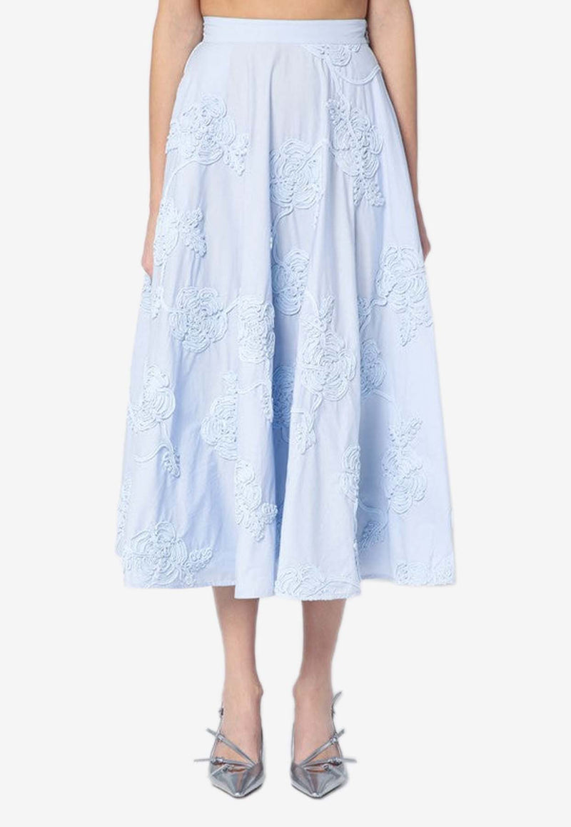 ROTATE Flower Embroidered Midi Skirt Light Blue 1135212322CO/Q_ROTAT-2322