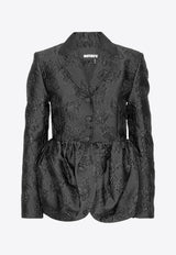 ROTATE Jacquard Draped Peplum Blazer Black 113600100BLACK