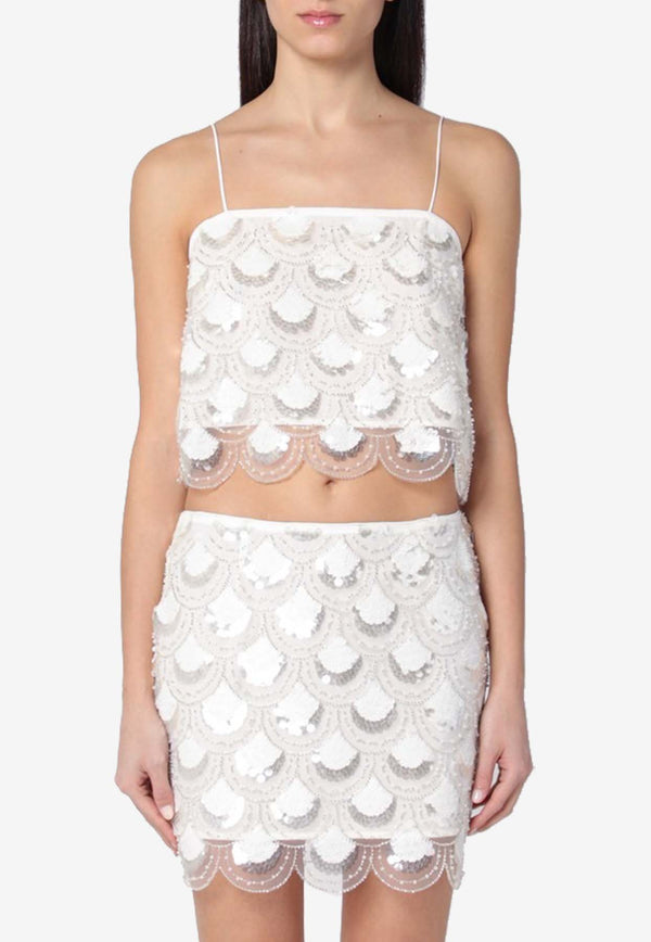 ROTATE Sequined Cropped Top White 1140082418PL/Q_ROTAT-2418