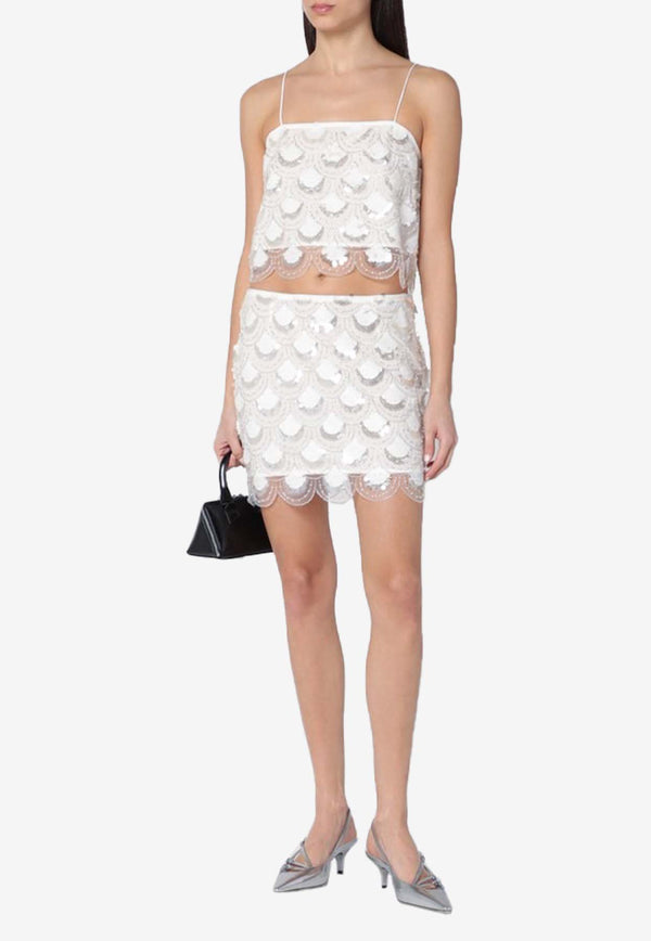 ROTATE Sequined Cropped Top White 1140082418PL/Q_ROTAT-2418