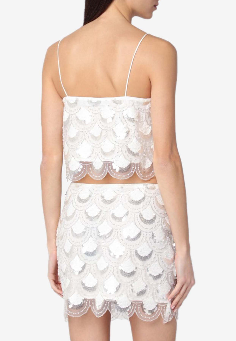 ROTATE Sequined Cropped Top White 1140082418PL/Q_ROTAT-2418