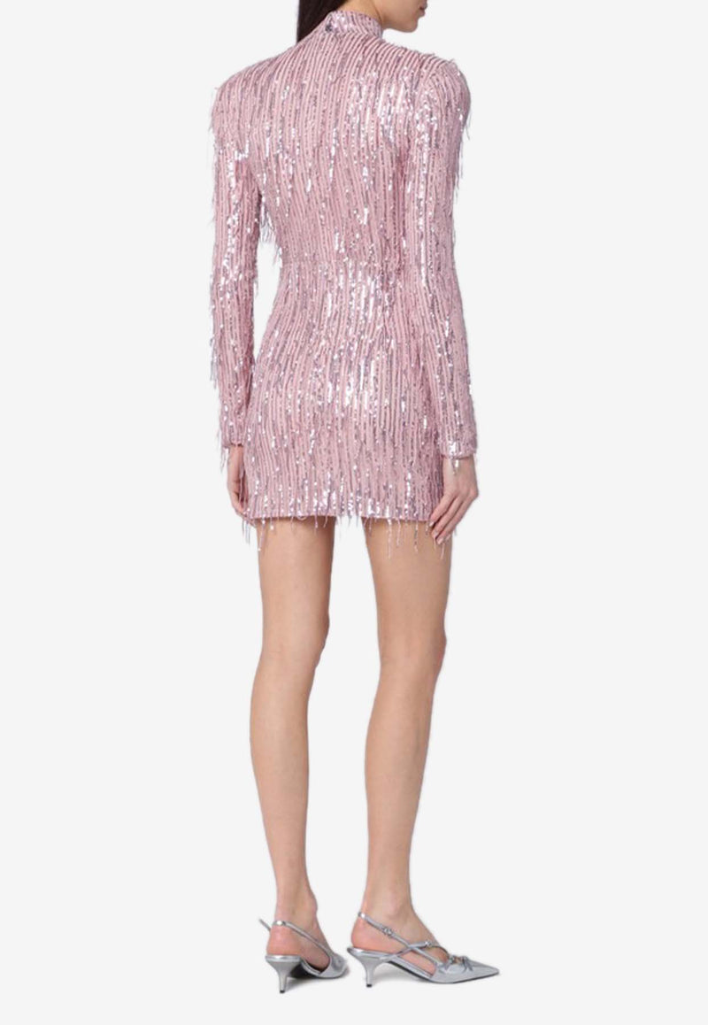 ROTATE Sequin Fringed Mini Dress Pink 1140401922PL/Q_ROTAT-1922