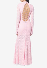 ROTATE Long-Sleeved Lace Maxi Dress Pink 1141421011NY/Q_ROTAT-1011