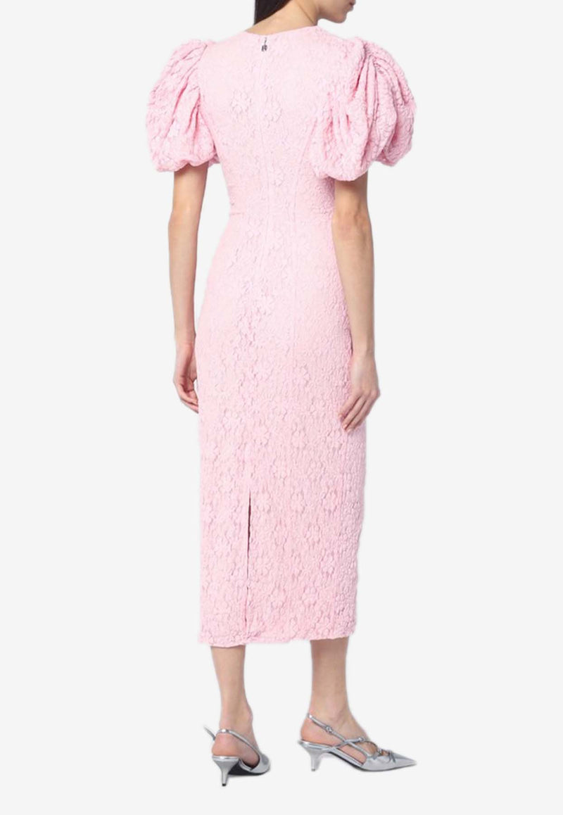 ROTATE Puff-Sleeves Lace Midi Dress Pink 1141461011NY/Q_ROTAT-1011