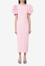 ROTATE Puff-Sleeves Lace Midi Dress Pink 1141461011NY/Q_ROTAT-1011