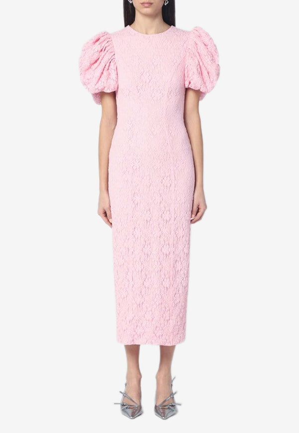 ROTATE Puff-Sleeves Lace Midi Dress Pink 1141461011NY/Q_ROTAT-1011