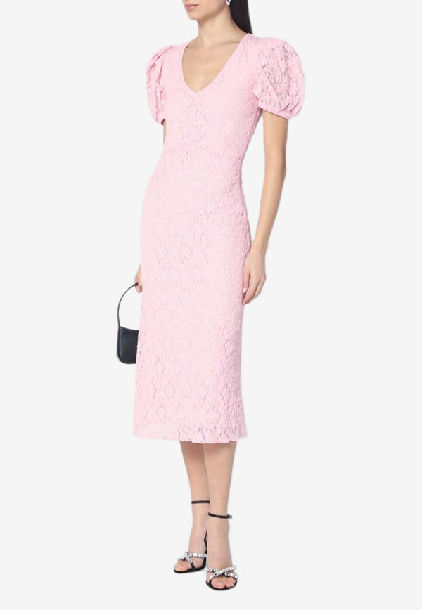 ROTATE V-neck Lace Midi Dress Pink 1141481011NY/Q_ROTAT-1011