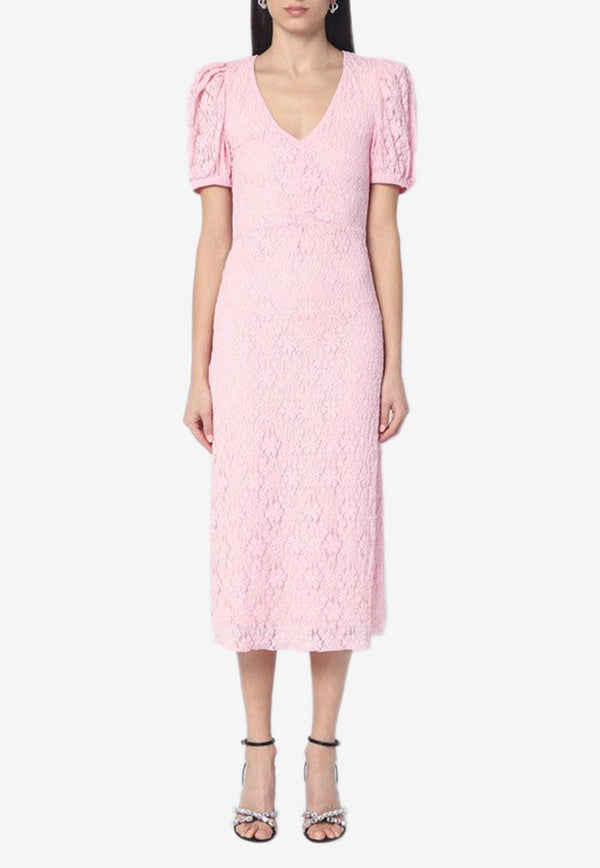 ROTATE V-neck Lace Midi Dress Pink 1141481011NY/Q_ROTAT-1011