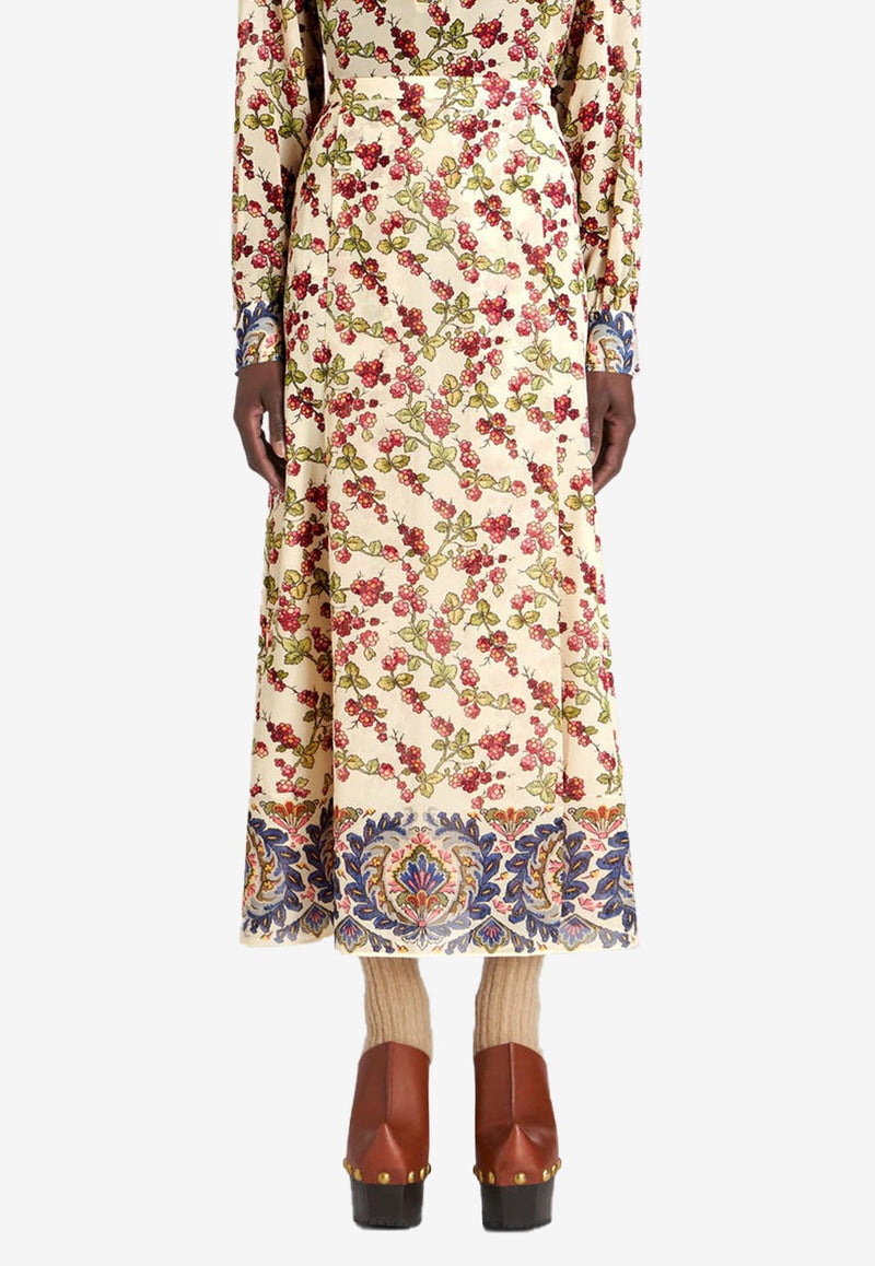 Etro Berry Print Midi Skirt in Silk 11598-5137 0990 Multicolor