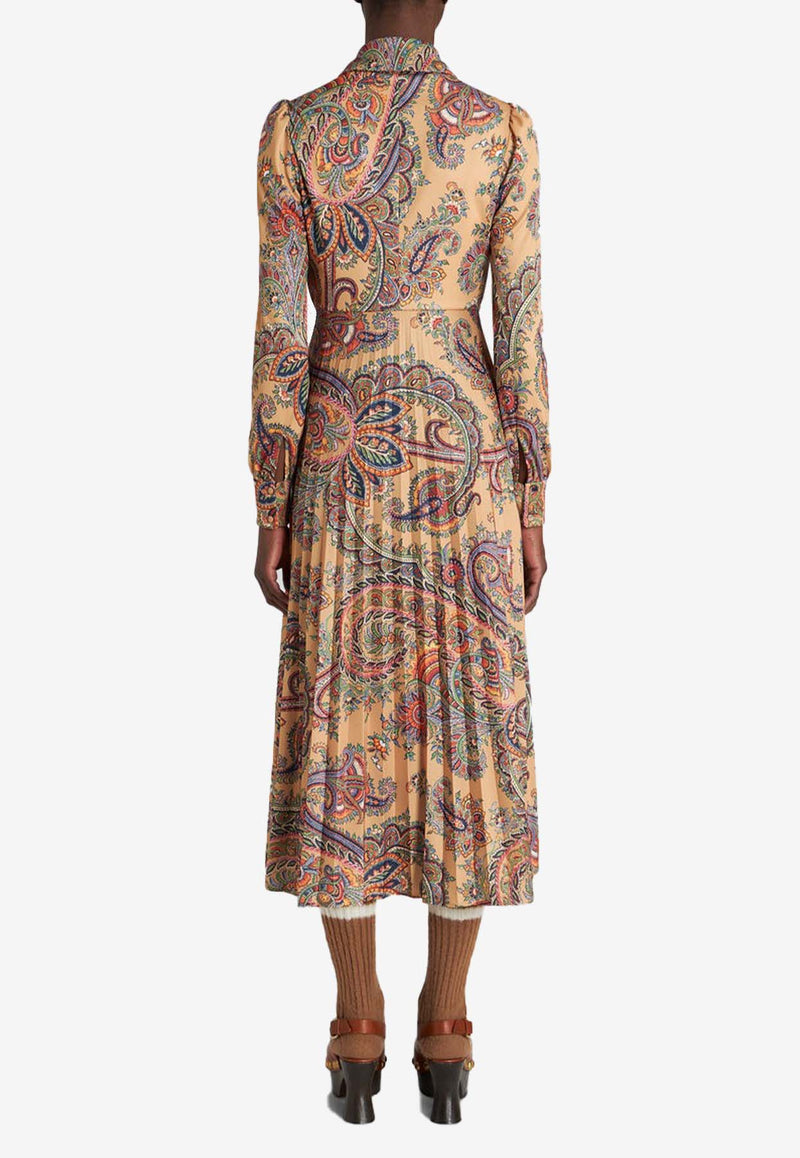 Etro Leafy Paisley Print Midi Shirt Dress 11628-5097 0800 Multicolor