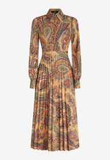 Etro Leafy Paisley Print Midi Shirt Dress 11628-5097 0800 Multicolor