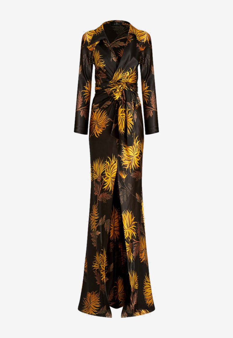 Etro Dahlia Print Wrap Gown 11660-5019 0001 Multicolor