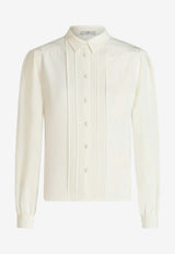 Etro Pleated Long-Sleeved Silk Shirt 11726-8001 0990 White