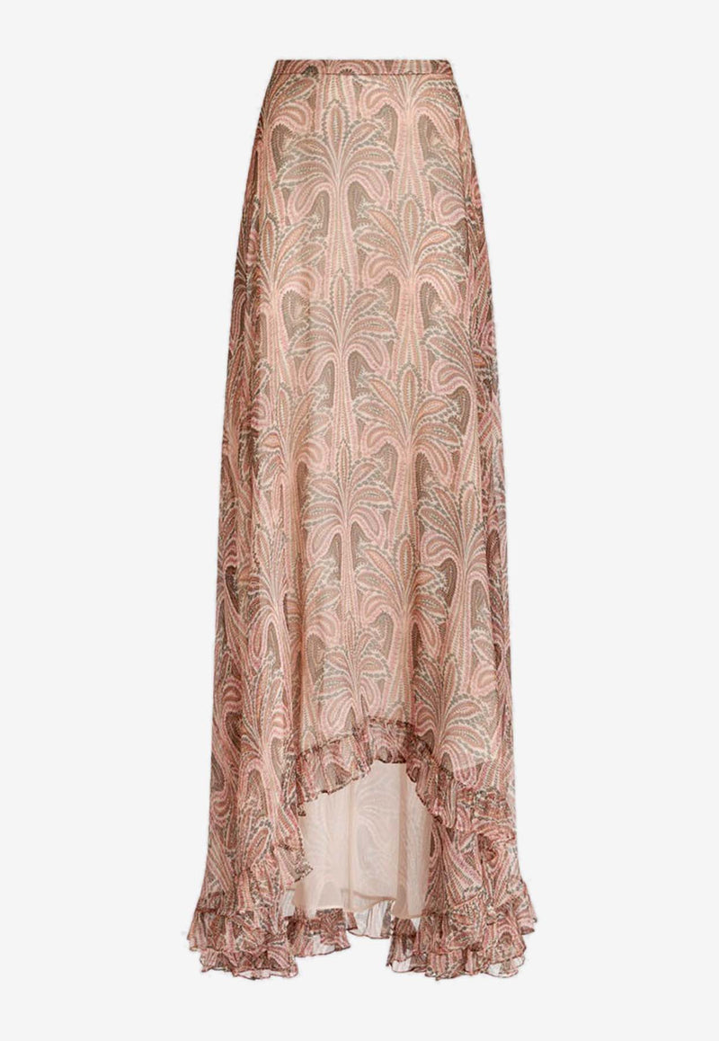 Etro Floral Print Asymmetric Maxi Skirt 11792-5241 0990 Multicolor