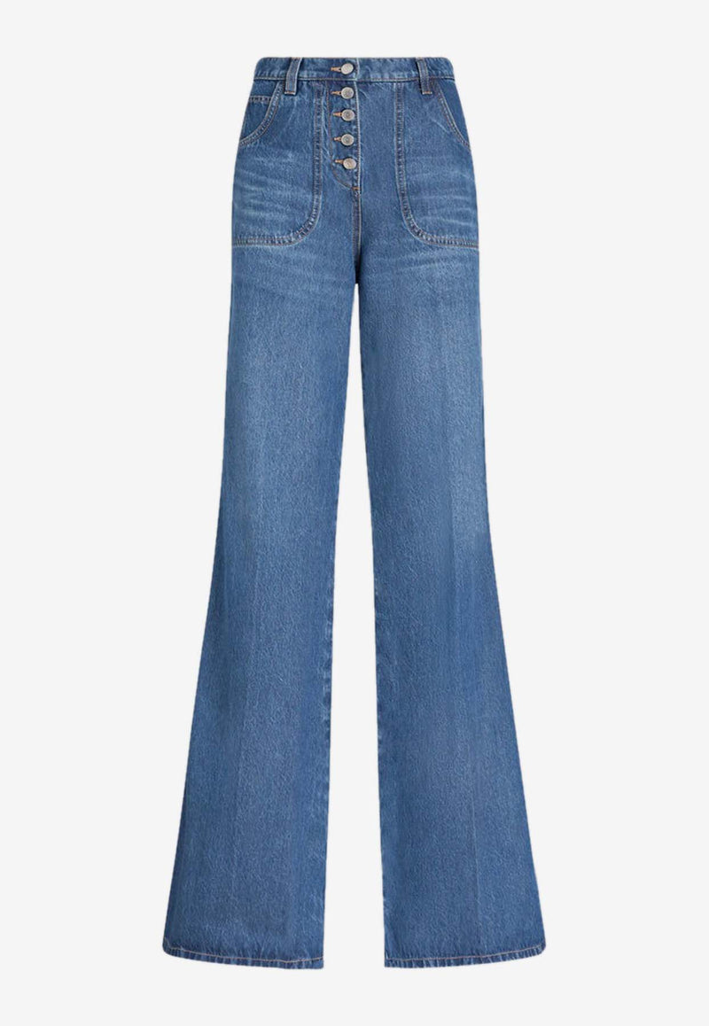 Etro High-Rise Waist Flared Jeans 11823-9572 0200 Blue