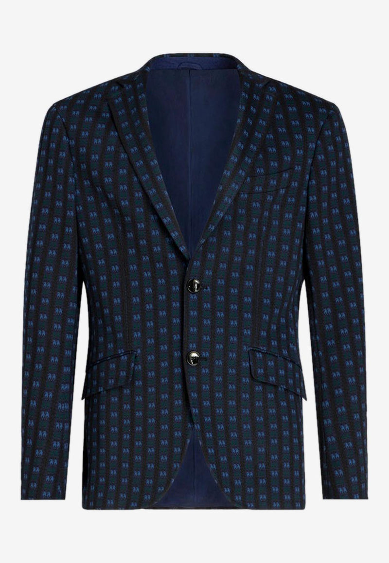 Etro Micro Paisley Tie Pattern Blazer 1187Q-0094 0200 Navy