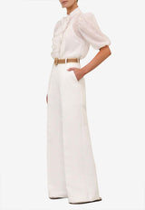 Zimmermann Acacia High-Waist Flared Pants Ivory 1202PRS252IVORY