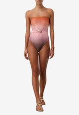 Zimmermann Metallic Bandeau One-Piece Swimsuit 1203WSS245PINK