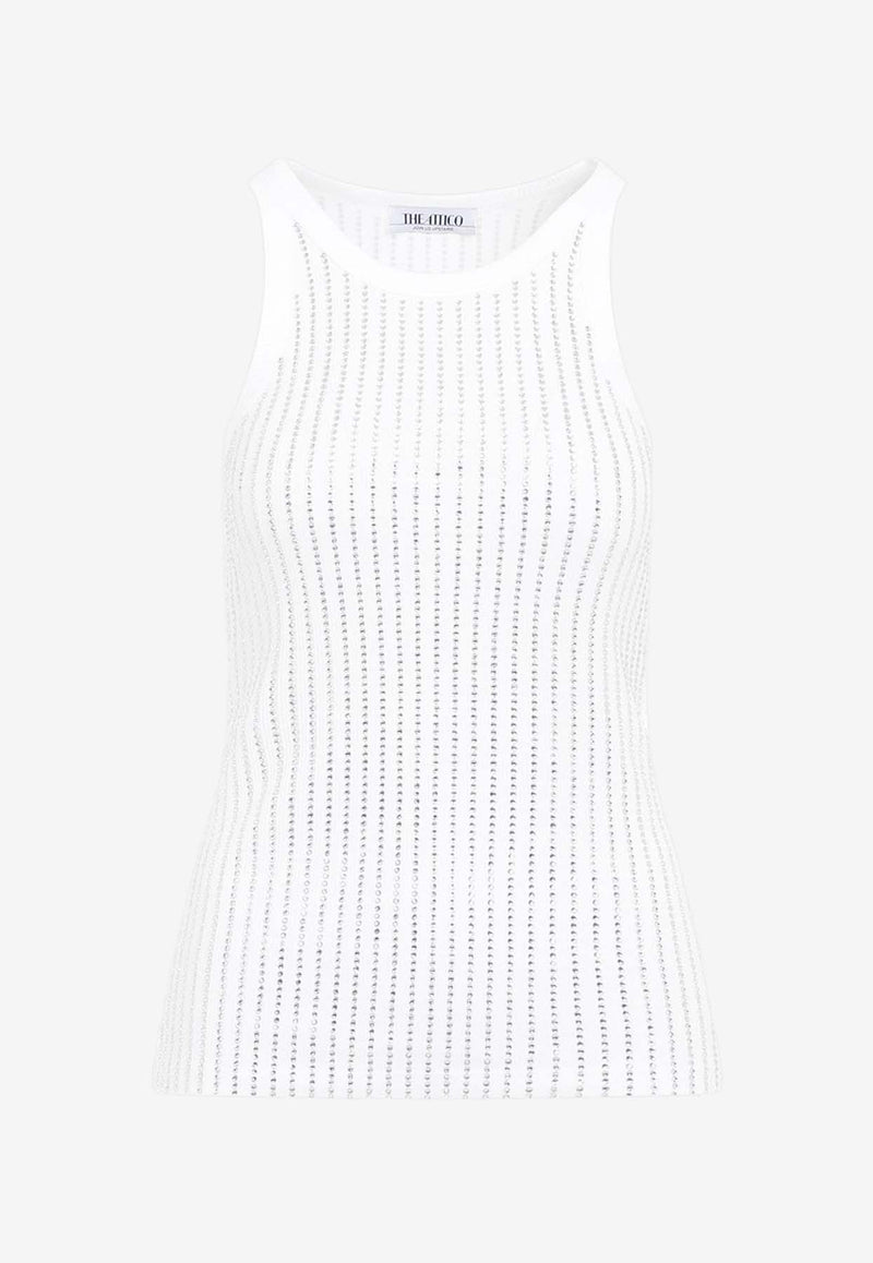 Crystal-Stripes Ribbed Tank Top