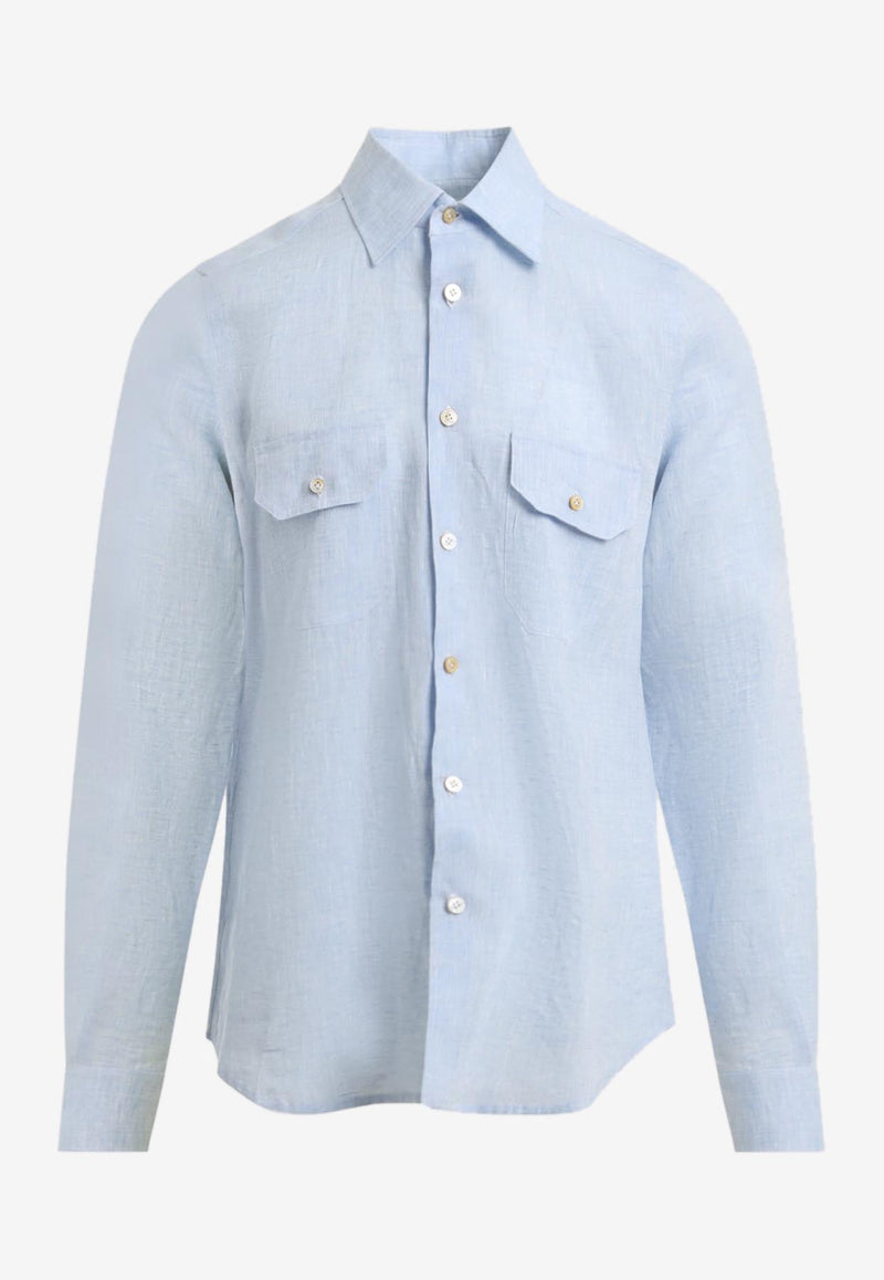 Long-Sleeved Linen Shirt