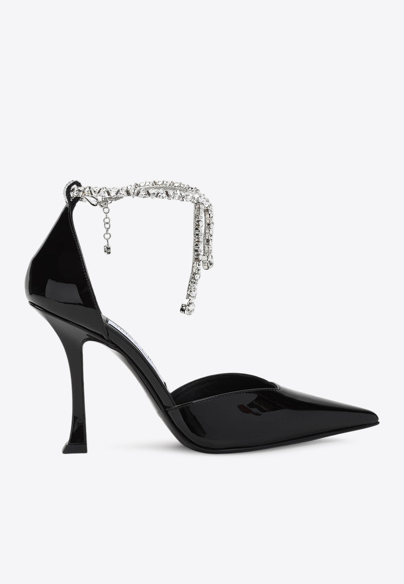 Stevie 100 Crystal-Embellished Pumps in Patent Leather