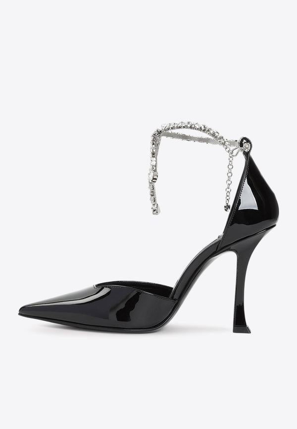 Stevie 100 Crystal-Embellished Pumps in Patent Leather