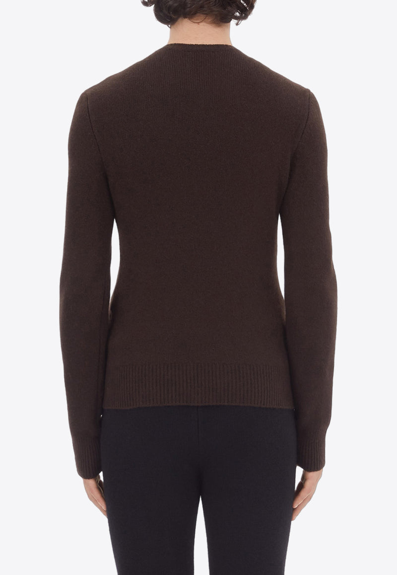 Salvatore Ferragamo V-Neck Long-Sleeved Sweater 122133 E 765002 DARK COCOA