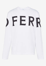 Salvatore Ferragamo Logo-Printed Long-Sleeved T-shirt 122289 H 770359 BIANCO/NERO