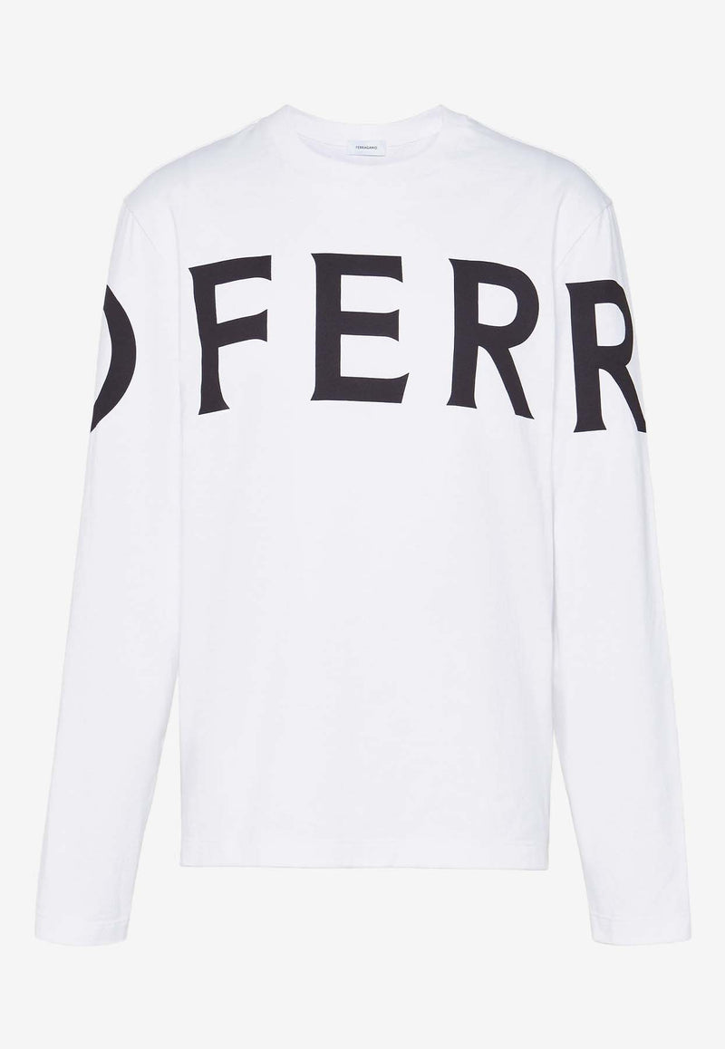 Salvatore Ferragamo Logo-Printed Long-Sleeved T-shirt 122289 H 770359 BIANCO/NERO