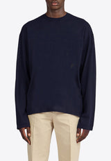 Salvatore Ferragamo Crewneck Wool Sweater Navy