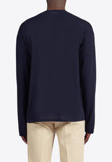 Salvatore Ferragamo Crewneck Wool Sweater Navy