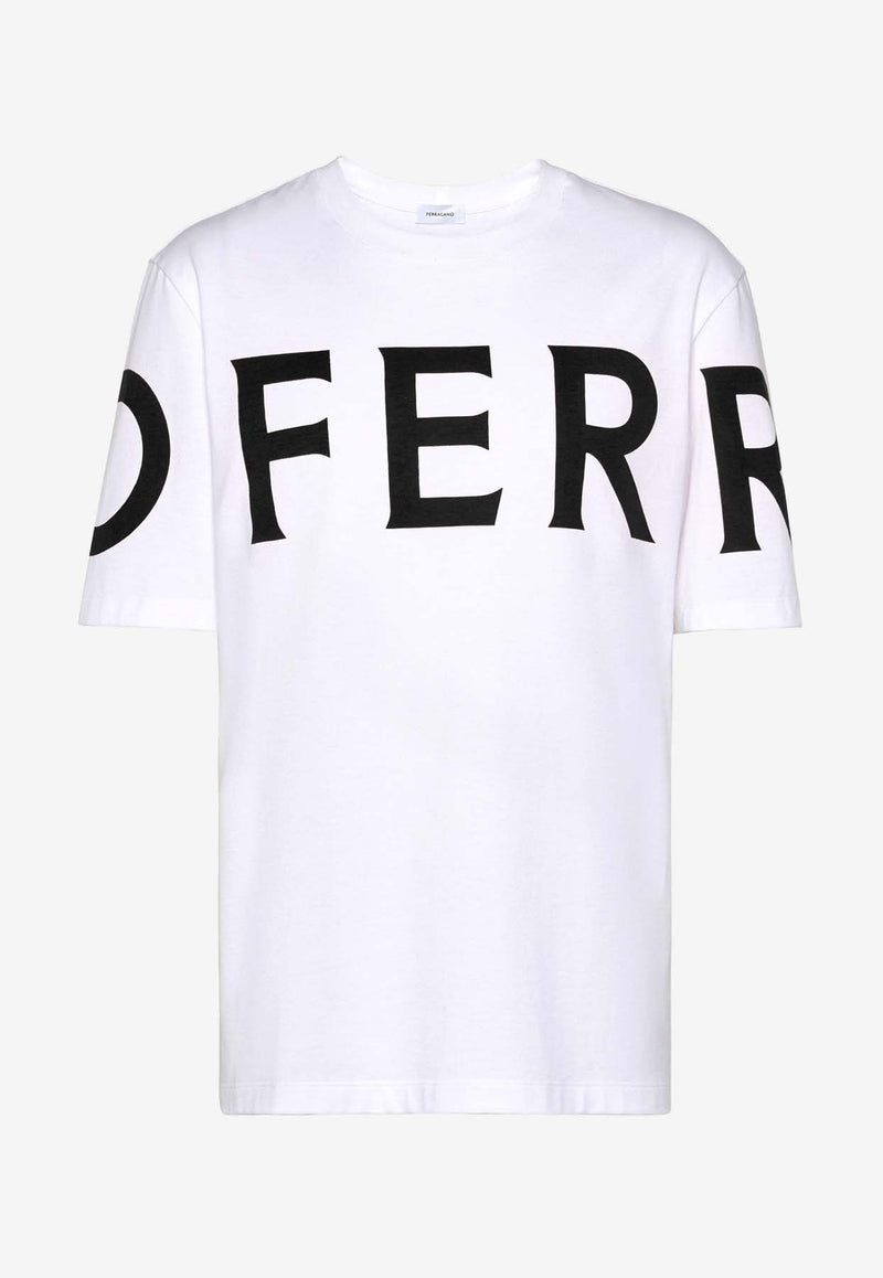 Salvatore Ferragamo Logo-Printed Crewneck T-shirt 122303 H 771468 BIANCO/NERO