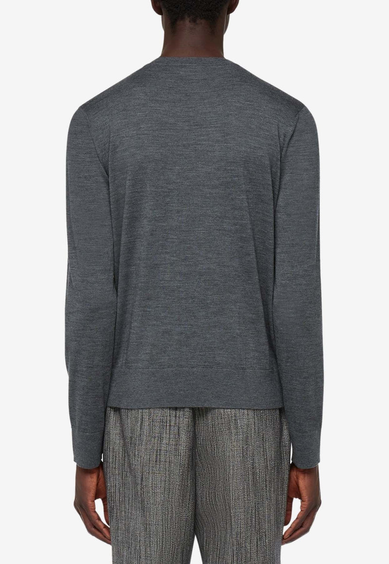 Salvatore Ferragamo V-neck Wool Sweater 122428 E 775826 CHARCOAL Gray