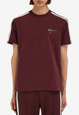 Salvatore Ferragamo Signature Embroidered Short-Sleeved T-shirt Bordeaux 122434 H 781307 OXBLOOD