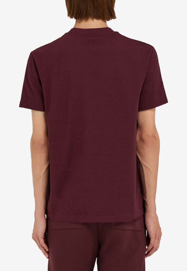 Salvatore Ferragamo Signature Embroidered Short-Sleeved T-shirt Bordeaux 122434 H 781307 OXBLOOD