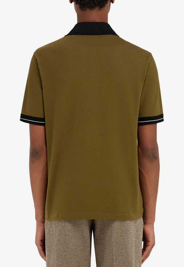 Salvatore Ferragamo Color-Block Short Sleeved Polo T-shirt Green 122607 H 781016 OLIVE/NERO/BIANCO