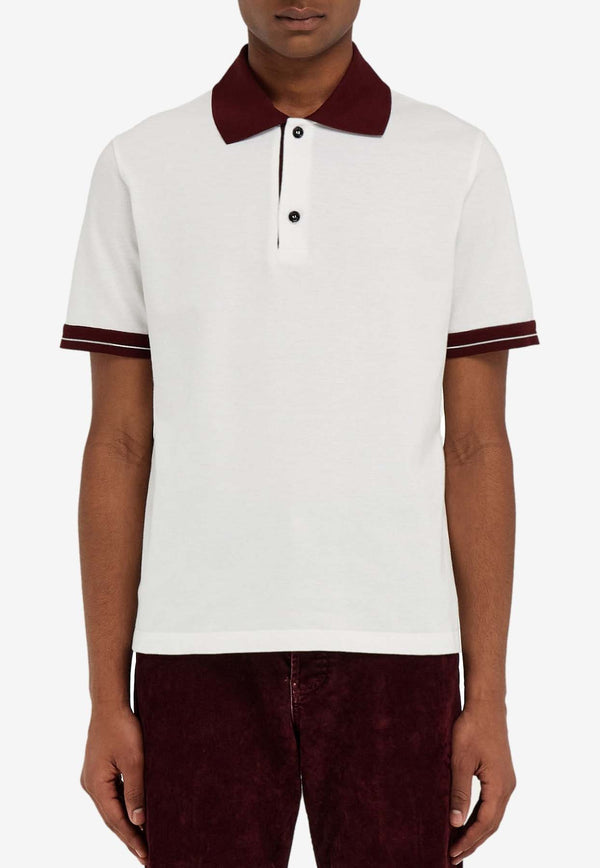 Salvatore Ferragamo Color-Block Short Sleeved Polo T-shirt White 122607 H 781017 BIANCO/BORDEAUX