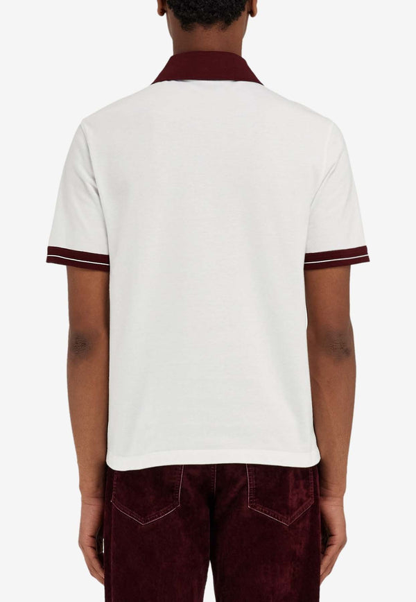 Salvatore Ferragamo Color-Block Short Sleeved Polo T-shirt White 122607 H 781017 BIANCO/BORDEAUX