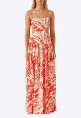 Shona Joy Airelles Cut Out Maxi Dress 1235080RED MULTI