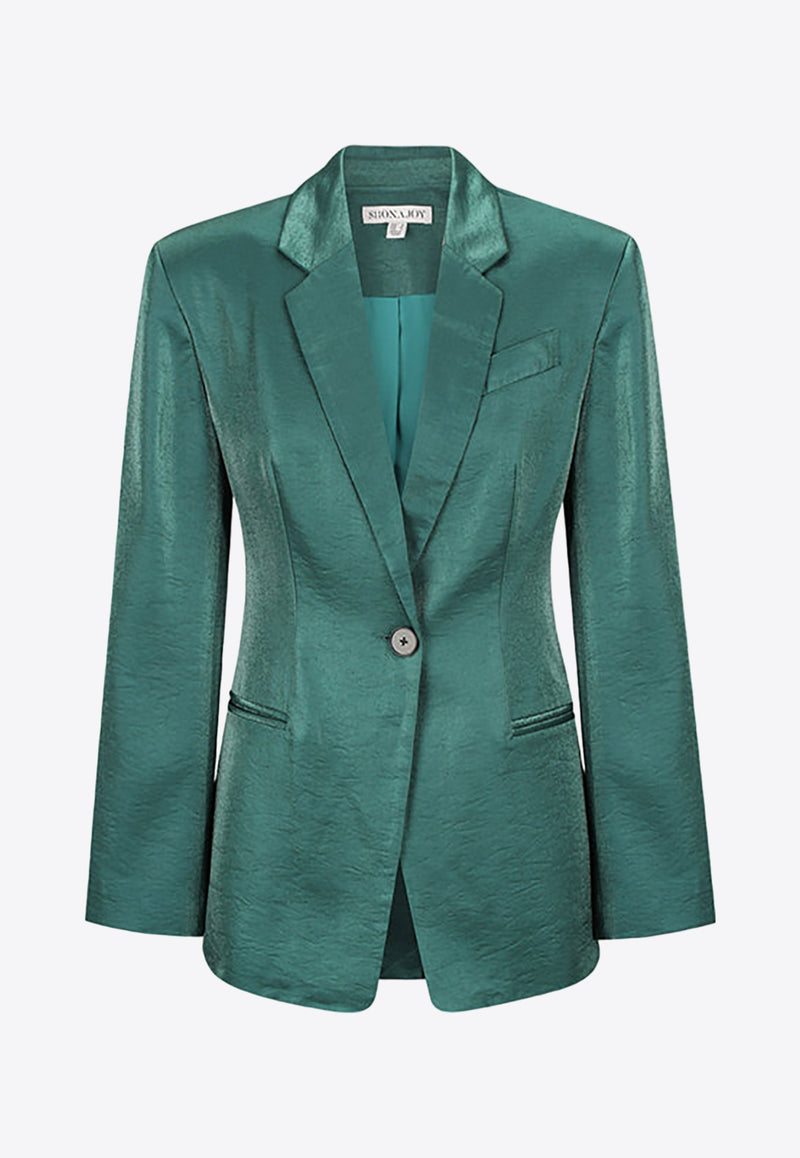 Shona Joy Miramare Single-Breasted Metallic Blazer 1235261GREEN