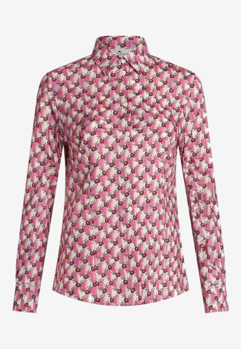 Etro Floralia Floral Print Long-Sleeved Shirt 12403-5159 0650 Pink