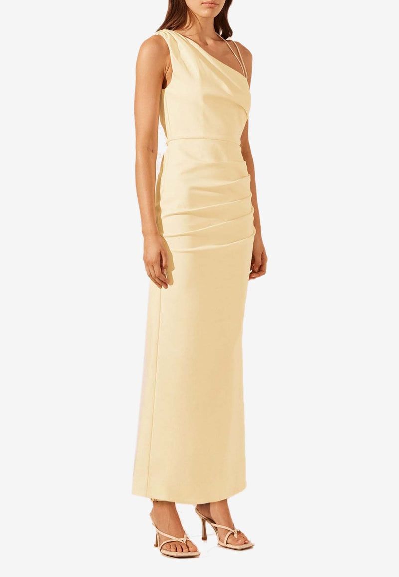 Shona Joy Lani One-Shoulder Gathered Maxi Dress Vanilla 1242368CREAM