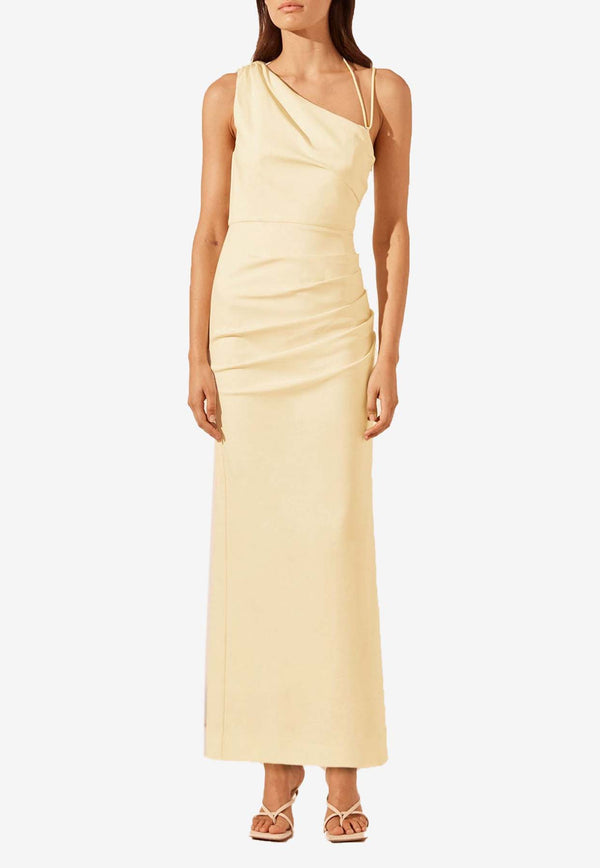 Shona Joy Lani One-Shoulder Gathered Maxi Dress Vanilla 1242368CREAM