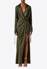 Shona Joy Shae Draped Shirt Maxi Dress 1243235GREEN