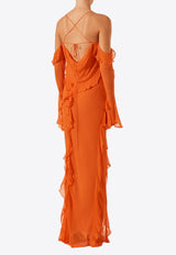 Shona Joy Layla Off-Shoulder Ruffled Maxi Dress Orange 1244003ORANGE