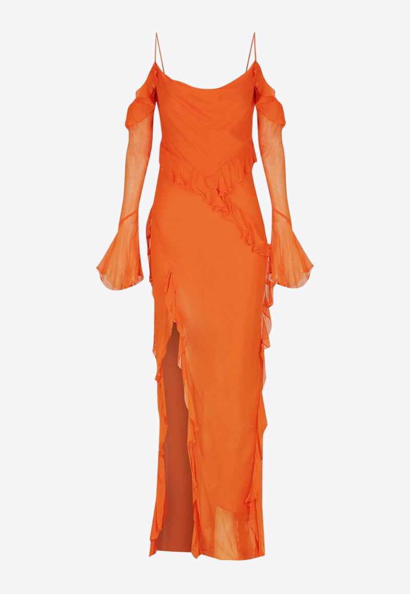 Shona Joy Layla Off-Shoulder Ruffled Maxi Dress Orange 1244003ORANGE